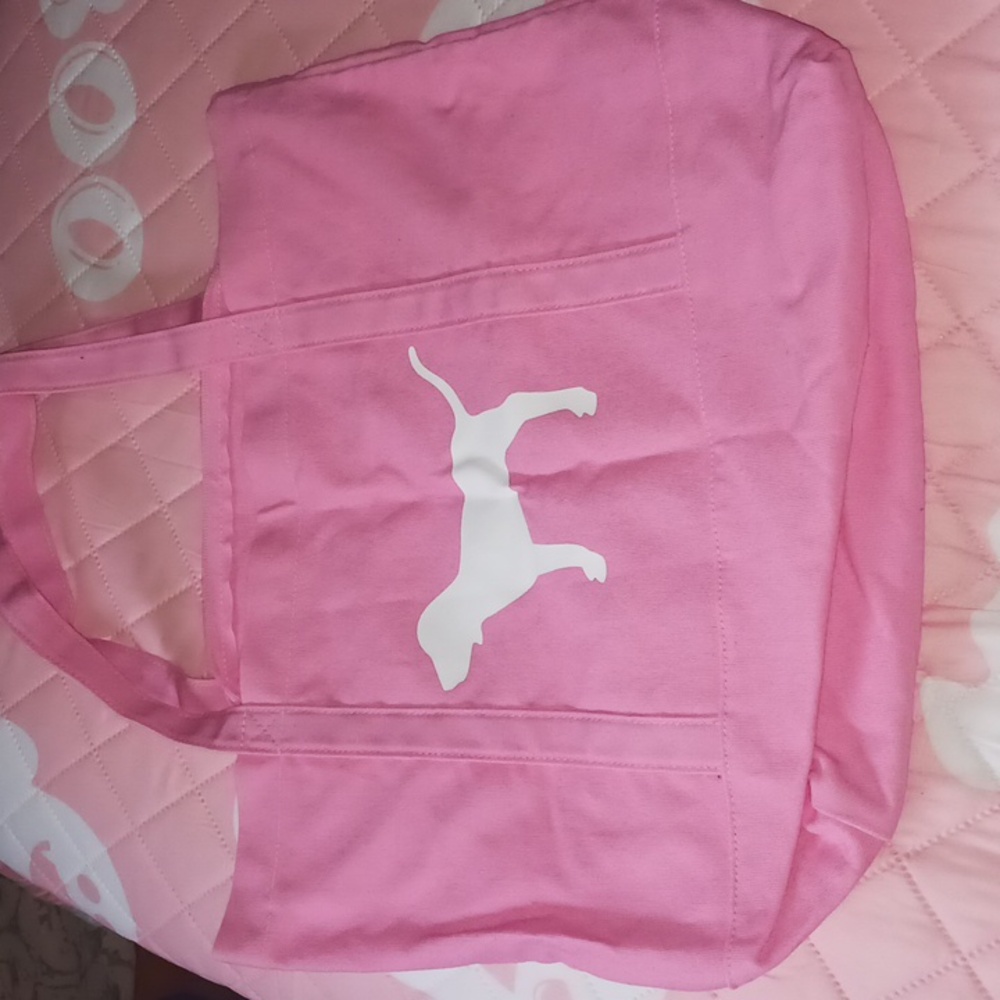VS PINK: Pink Tote Bag with Dog Silhouette
